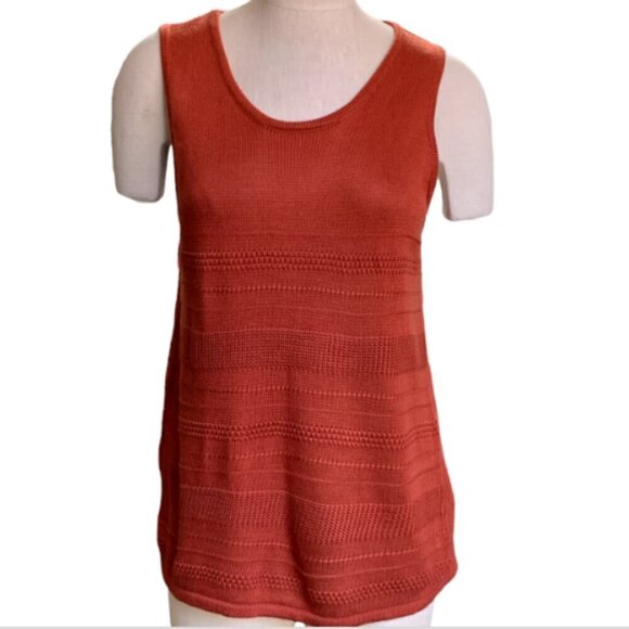 Market & Spruce Lightwt Textured Knit Sleeveless Tunic Tank Top Sz M Rust 15Q - Picture 2 of 7